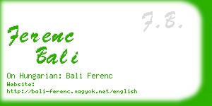 ferenc bali business card